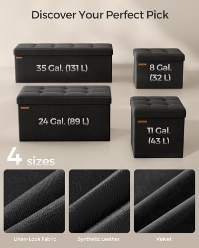 SONGMICS Small Folding Storage Ottoman, 15.7 x 12.2 x 12.2 Inches