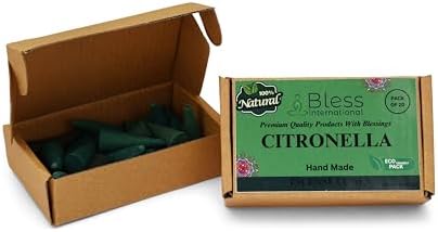 Bless International Citronella 100%-Natural-Incense-Cones Handmade-Hand-Dipped Organic-Chemicals-Free for-Purification-Relaxation-Positivity-Yoga-Meditation The-Best-scents (20 Count)