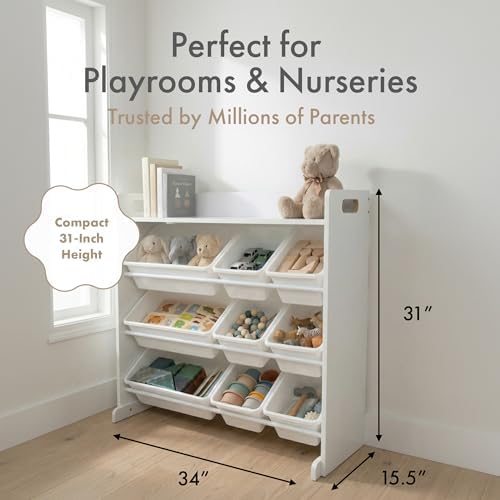 Humble Crew Kids Toy Organizer with Display Shelf, 9 Bins, 3 Tier Storage