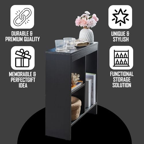 Kings Brand End Table with Magazine Rack, Side Table for Living Room, Black