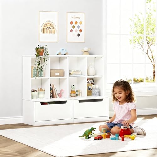 UTEX Kids Bookshelf and Toy Storage Organizer, Toddler Bookcase with Cubby