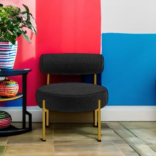 Topeakmart Modern Vanity Chair, Armless Accent Chair, Black