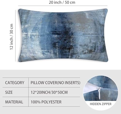 Throw Pillow Covers for Couch, 20x12 Inch, Set of 2, Grey Blue