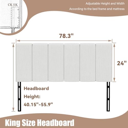 Yongchuang Upholstered King Headboard Only, Modern Linen Grayish White