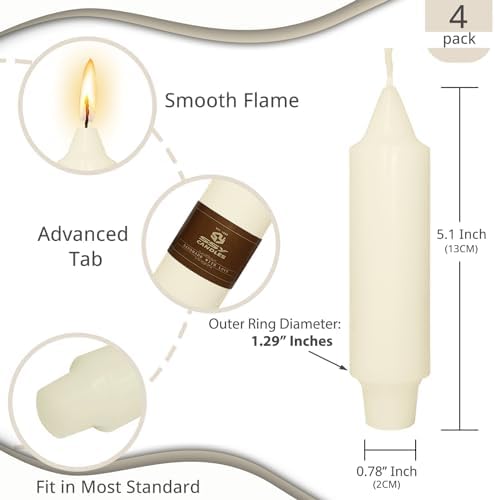 NJAO HOO Ivory Short Taper Candle 5 Inch Candlesticks Unscented Dripless Tapered Candle Set for Home Decor Wedding Party Dinner Candles, 4 Pack