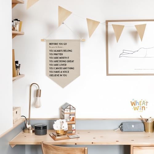 Wheatwin Classroom Decor, Positive Affirmations Wall Decor, Before You Go Be Sure to Know Pennant Flag Banner for Kids Nursery Toddler Bedroom Classroom Playroom 15x11 Inch