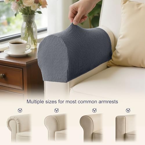 SUBRTEX Stretch Couch Arm Covers Set of 2, Non-Slip Sofa Armrest Slipcovers