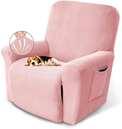KEKUOU Recliner Chair Covers, 1-Piece Lazy Boy Recliner Covers, Dusty Pink