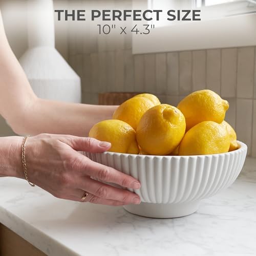 KIBAGA Decorative Concrete Fruit Bowl for Kitchen or Table - Large Key Bowl