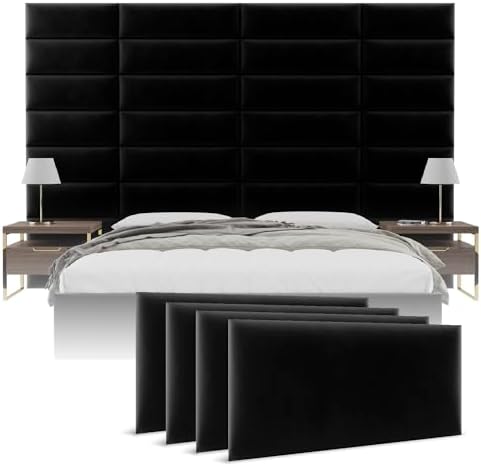 Vänt Wall Mounted Headboard Panels, King/Twin, Velvet Black