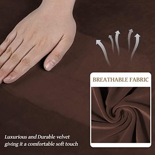 WEERRW Velvet Stretch 3 Pieces Couch Cover for Sofa Washable, Chocolate