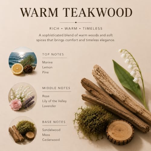 Airkeep Reed Diffuser Set,3.38 fl oz (100 ml) - Warm Teakwood Oil Diffusers with 8 Reed Sticks, Home Fragrance Reed Diffuser for Bathroom Shelf Decor
