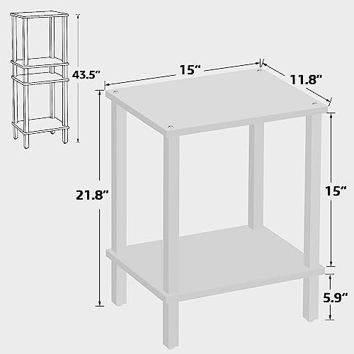 TUTOTAK End Table, Set of 2, Side Table, Nightstand, 2-Tier Storage Shelf