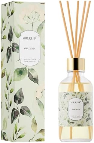 Airkeep Reed Diffuser Oil Set with Reed Sticks, Gardenia Aromatherapy Oil Scent Diffuser for Home Office Bathroom Decoration Perfume and Gifts 3.38 oz/100ml