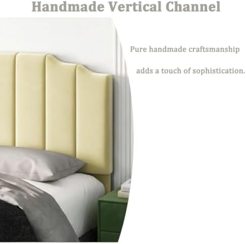 Befurtori King Size Headboard Only, Linen Wall Mount Headboard Pale Yellow