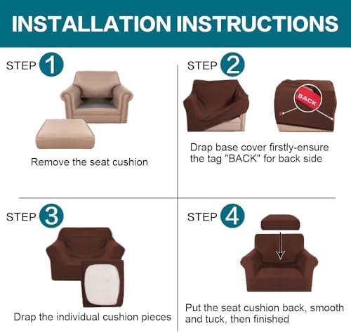 Turquoize 2 Piece Chair Covers Armchair Slipcovers for Living Room Armchair Sofa Cover with Individual Cushion Covers Feature Jacquard Fabric (Chair, Burnt Brick)