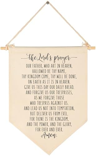 Our Father Who Art in Heaven Hallowed Be Thy Name - The Lord's Prayer Banner Pennant - Bible Verse Wall Sign - Scripture Decor Art- Bible Quote - Christian Decor