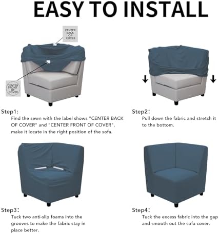Easy-Going Stretch Soft Sectional Corner Sofa Couch Slipcover Bluestone