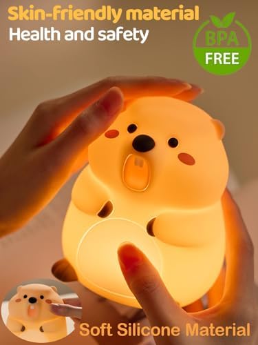 Cute Groundhog Night Light, Squishy Groundhog Novelty Animal Lamp, 3 Level Dimmable Nursery Nightlight with Timer, Food Grade Silicone Touch Night Light Fun Gifts for Kids Boys Girls Baby