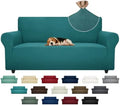 ZNSAYOTX Super Stretch Couch Cover (72"-92") Universal Sofa Covers with Elastic Bottom, Dog Cat Pets Friendly Washable Furniture Protector Fitted Sofa Slipcovers Stay in Place (Peacock Teal, Sofa)