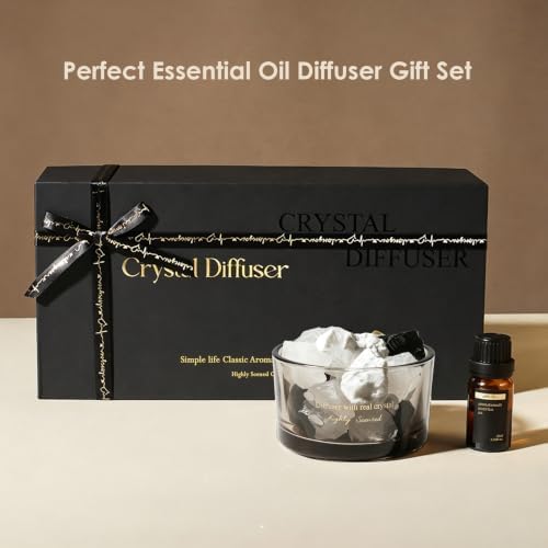 Crystal Stone Aroma Diffuser with Essential Oils for Home, Bathroom, Office, Home Decor & Fragrance 2 in 1, Chic Aromatherapy Gift Set