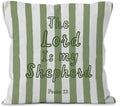 Green Striped Christian Bible Verse Scripture Throw Pillow Cover 18x18