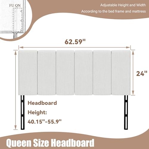 Yongchuang Upholstered Queen Headboard Only, Modern Linen Grayish White