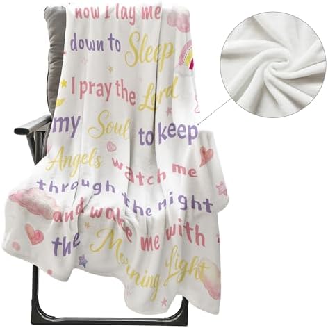 Newsely Baptism Gifts for Girl Christening Throw Blanket,50x60 Inch Reversible, Pink Cute Rainbow Cloud Bible Verse Flannel Blanket Home Decor Super Soft Warm Cozy for Bed Couch Sofa Couch