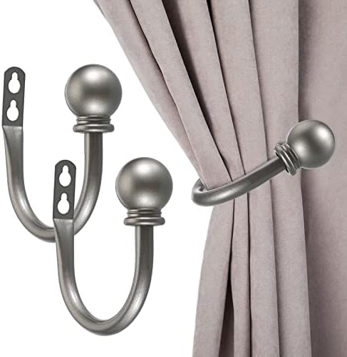 Sumnacon Curtain Holdbacks 2 Pcs Wall Mounted Curtain Tiebacks,Grey