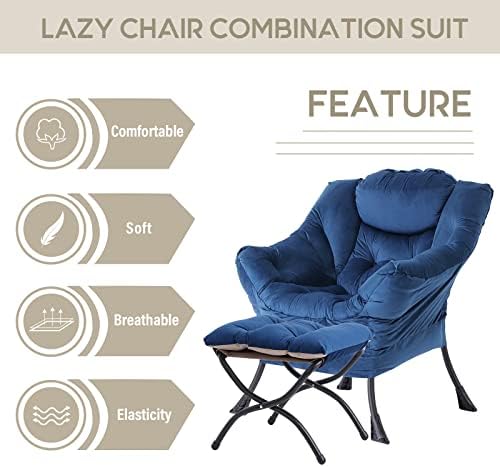LITA Lazy Chair with Ottoman, Comfy Accent Reading Chair