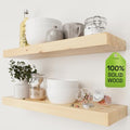 Solid Wood Floating Shelves for Wall 24 inch, Natural Wood, Wooden Shelf