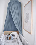 MAMERIA Kids Bed Canopy with Frills Cotton Hanging Tent Curtain Net for Reading Nook Hideaway Bedding Play Room Decor(Blue)