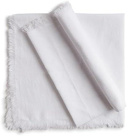 ACCENTHOME White Cotton Linen Napkin Set of 6 18x18 inch Dinner Napkins