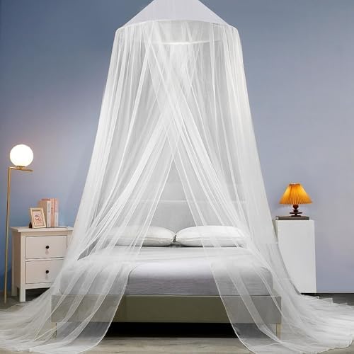 Princess Decor Canopy for Kids Bed, Soft and Durable Bed Canopy for Girls Room Tent Canopy Dreamy Mosquito Net Bedding, Children Reading Nook Canopies Indoor (White net)