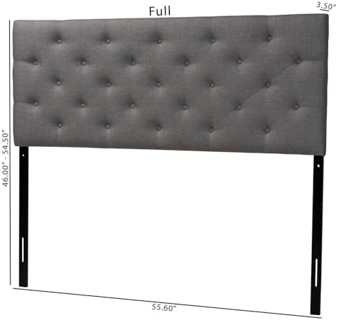 Baxton Studio Viviana Modern & Contemporary Fabric Upholstered Button Tufted Headboard, Queen, Grey