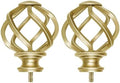 KAMANINA Gold Finials for 1 or 7/8 in Curtain Rods, Twisted Cage Design