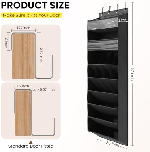 Mefirt XL Clear Over the Door Shoe Organizer for Closet Fit 25 Pairs