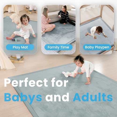 1.3" Thick Baby Play Mat for Floor,79x79 Large Memory Foam Tummy Time Mat