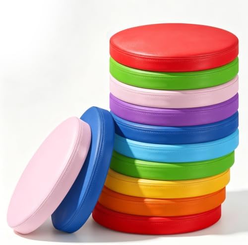 12 Pcs Floor Cushions kids, Multicolor, 13.8 x 13.8 x 1 Inch