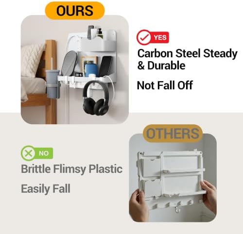 Bedside Shelf, Dorm Room Essentials Metal Floating Shelves (White)