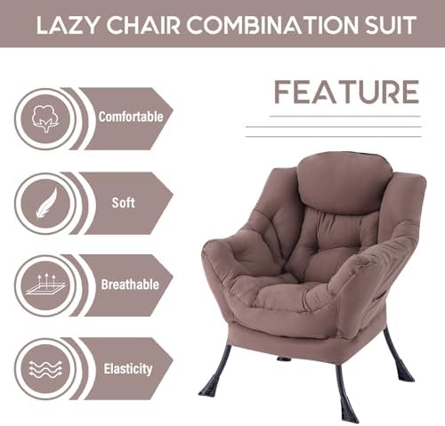LITA Lazy Chair, Comfy Accent Reading Chair, Dark Brown