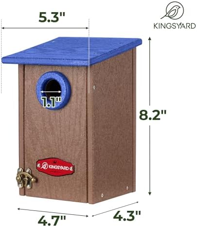 Kingsyard Wren Bird House with Predator Guard, Recycled Poly Lumber
