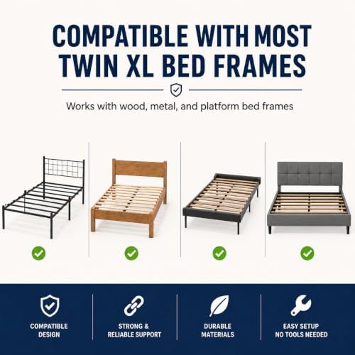 Twin XL to Full XL Bed Frame Converter with 10 Straps, 54 x 80 Inch Foldable Wood Bunkie Board, Heavy Duty Wooden Bed Slats Extension for Mattress Support, Dorm Bed Upgrade & Extra Sleeping Space