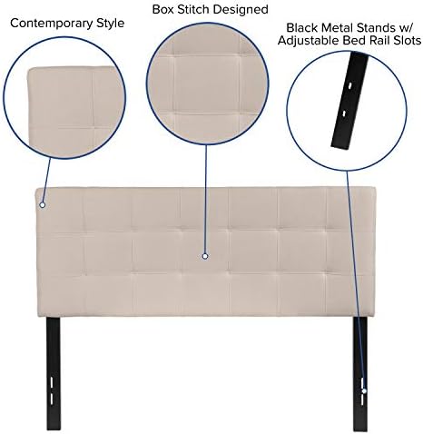 BizChair Quilted Tufted Upholstered Full Size Headboard in Beige Fabric