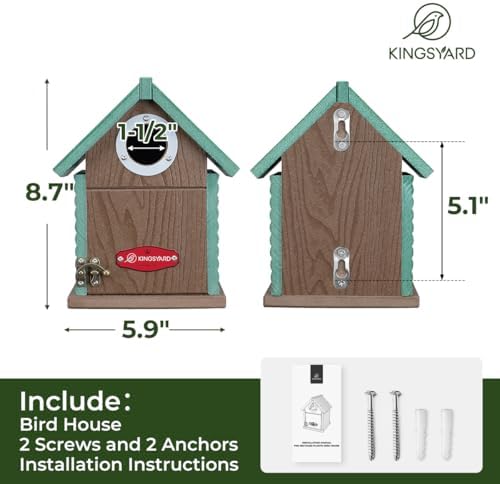 Kingsyard Bluebird House with Predator Guard, Recycled Poly Lumber