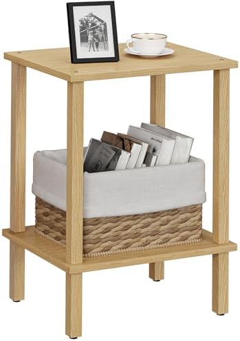 TUTOTAK End Table, Side Table, Nightstand, 2-Tier Storage Shelf