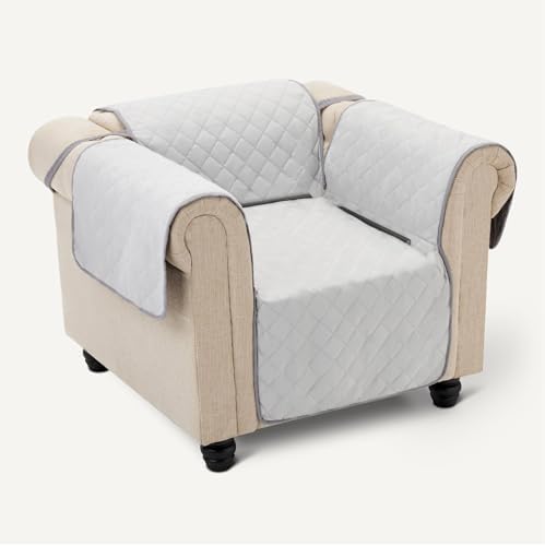 Amazon Basics Reversible Sofa Slipcover, One Seat, Small, Gray/Light Gray