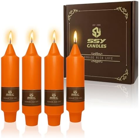 NJAO HOO Halloween Candlesticks Orange Short Taper Candle 5 Inch Unscented Dripless Tapered Candle Set for Home Dinner Fall Decor Party, 4 Pack