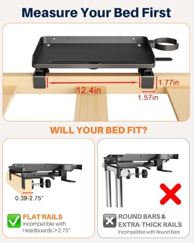 Foldable Bedside Shelf for Dorm Room Bunk Bed, Clip On Bed Tray