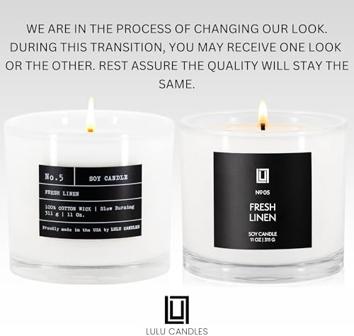 Lulu Candles | Fresh Linen | Luxury Scented Soy Jar Candle | Hand Poured in The USA | Highly Scented & Long Lasting | 11 Oz.